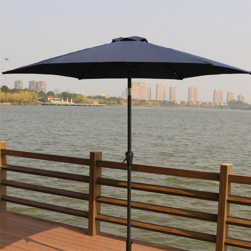 8.8' Outdoor Aluminum Patio Umbrella With 42 Pound Round Resin Umbrella Base