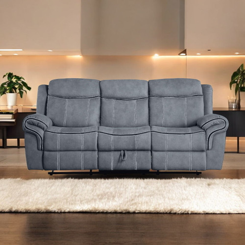 Zubaida - Two Tone Recliner Sofa With USB Port Drop Down Table