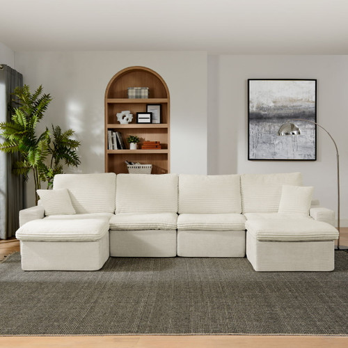 Modern Modular U Shaped Cloud Sectional Couch With Deep Seat And Comfy Chaise