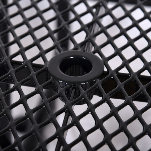 Square Outdoor Steel Picnic Table, With Umbrella Pole