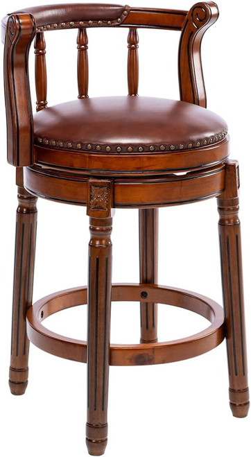 Swivel Cow Top Wooden Bar Stool, 360 Degree Swivel Bar Height Chair With Backs For Home Kitchen Counter