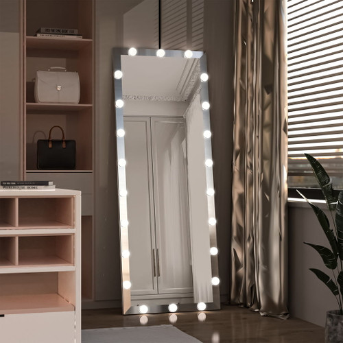 Full Length Mirror With Lights Full Body Vanity Mirror With 3 Color Modes Lighted Standing Floor Mirror For Dressing Room Bedroom Wall Mounted Touch Control