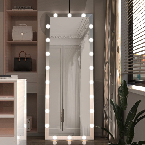 Full Length Mirror With Lights Full Body Vanity Mirror With 3 Color Modes Lighted Standing Floor Mirror For Dressing Room Bedroom Wall Mounted Touch Control