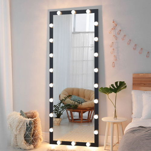 Full Length Mirror With Lights Full Body Vanity Mirror With 3 Color Modes Lighted Standing Floor Mirror For Dressing Room Bedroom Wall Mounted Touch Control