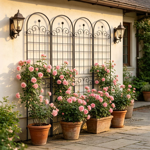 Metal Garden Trellis For Climbing Plants Outdoor Rustproof Plant Support Rose Trellis Netting Trellis