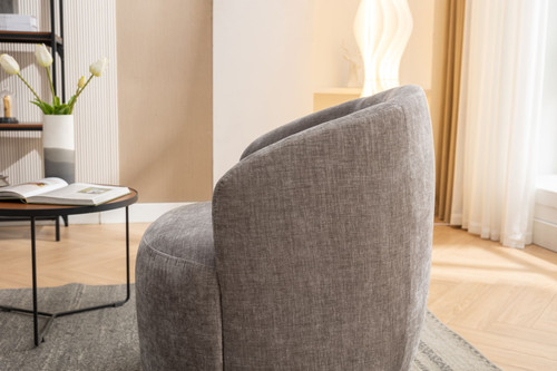 Fabric Swivel Accent Armchair Barrel Chair With Powder Coating Metal Ring