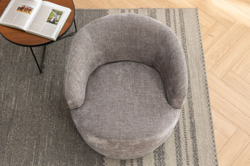 Fabric Swivel Accent Armchair Barrel Chair With Powder Coating Metal Ring