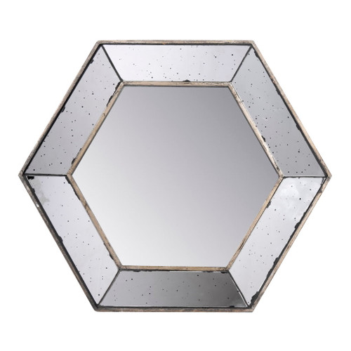 Hexagon Wall Mirror With Contemporary Glass Design, Home Decor Accent Mirror For Living Room, Entryway, Bedroom