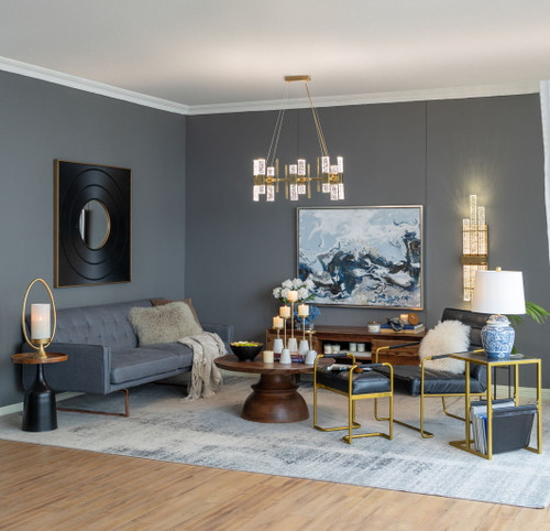 Square Carved Mirror With Pleated Design WithIron Frame, Neutral Colorway Wall Decor For Living Room Bathroom Entryway