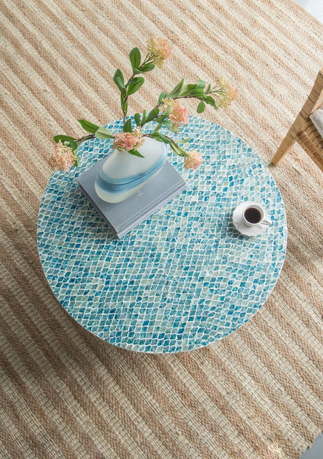 Unique Capiz Coffee Table & Pedestal Base