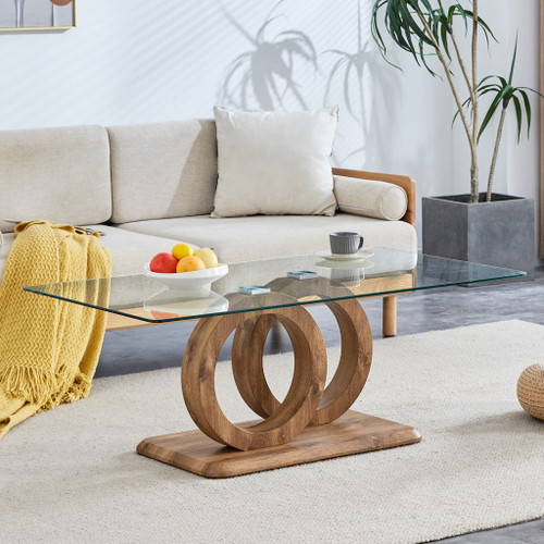 Contemporary Style Glass Top Coffee Table