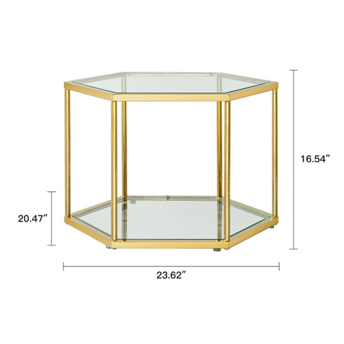 Modern Coffee Table With Double Layer Tempered Glass And Polygonal Design