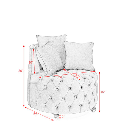 Modern Upholstered Swivel Chair With Button Tufted Design And Movable Wheels