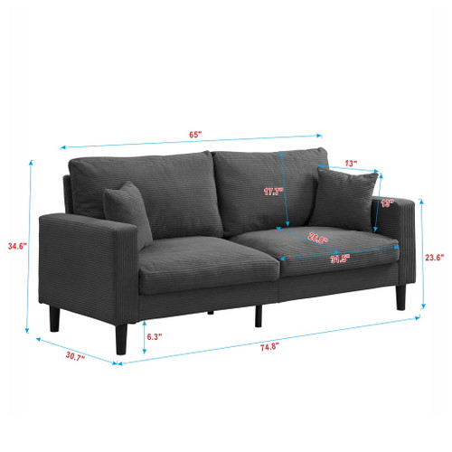 Modern Upholstered Resilience Three Seater Sofa
