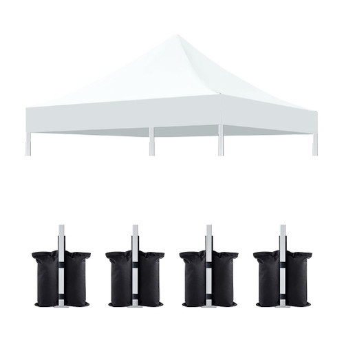 Canopy Replacement Top With 4 Pack W8 Bags, Pop Up Tent Cover Only, Frame Not Included