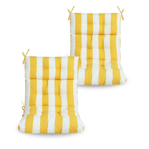 2 Piece High Back Patio Chair Cushion Set, Tufted Adirondack And Rocking Chair Cushions