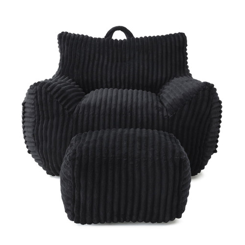 Giant Bean Bag Chair With Armrests And Footstool