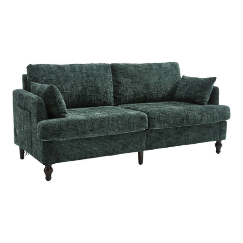 Chenille 2 Seater Sofa With LED Light, USB Charging Port, And Storage Bag