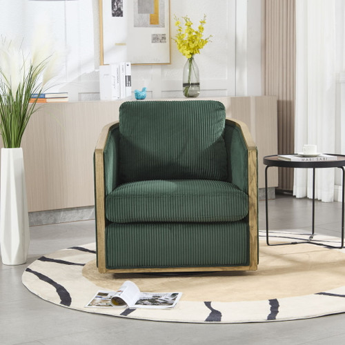 Corduroy Barrel Chair, 360 Degree Swivel