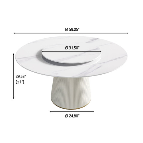 Modern, Round Black Carbon Steel Base Dining Table, Can Accommodate 6 People