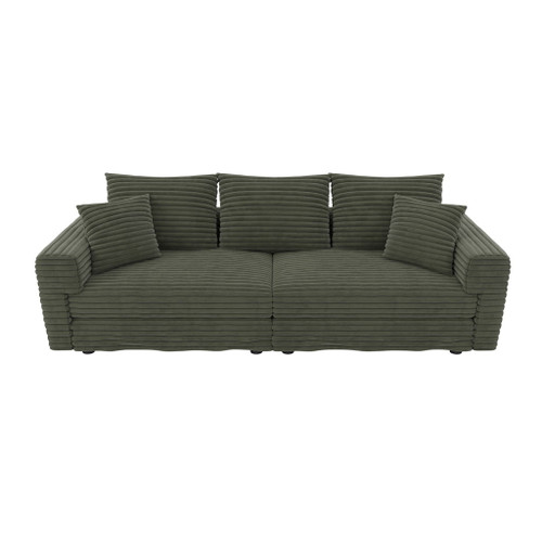 Plush Corduroy 4 Seat Sofa, Modern Comfy Upholstered Sofa Cloud Couch, Deep Seat Couches With Soft Pillows