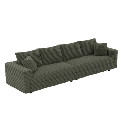 Plush Corduroy 4 Seat Sofa, Modern Comfy Upholstered Sofa Cloud Couch, Deep Seat Couches With Soft Pillows