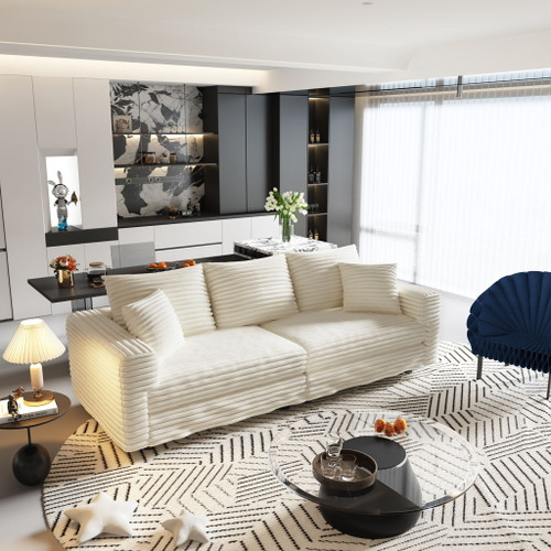 4 Seat Sofa, Modern Comfy Upholstered Sofa Cloud Couch, Deep Seat Couches With Soft Pillows