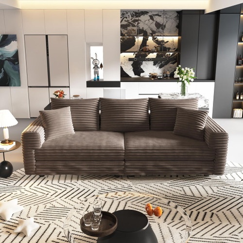 4 Seat Sofa, Modern Comfy Upholstered Sofa Cloud Couch, Deep Seat Couches With Soft Pillows