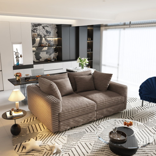 4 Seat Sofa, Modern Comfy Upholstered Sofa Cloud Couch, Deep Seat Couches With Soft Pillows