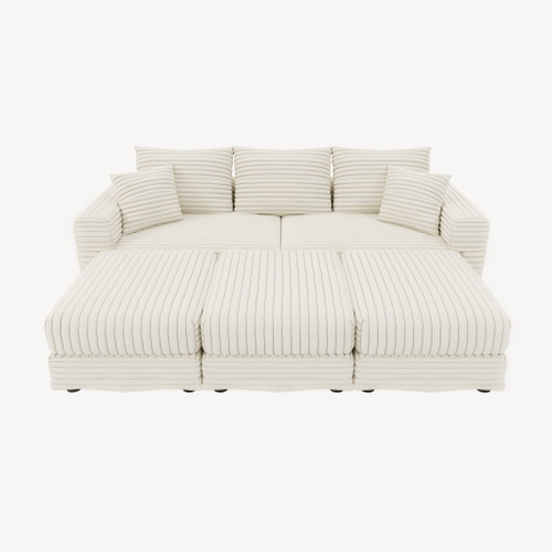 Deep Seat Convertible Sofa With Soft Pillows And Ottomans