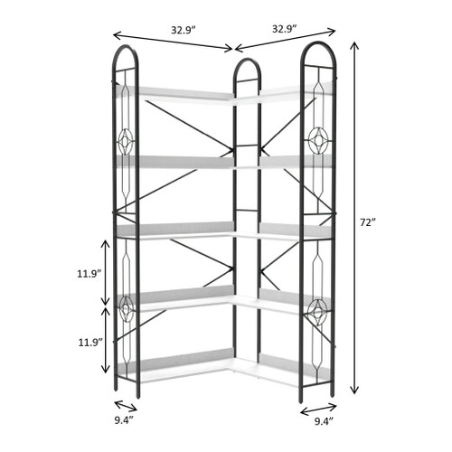 Industrial Style Corner Bookshelf With Thickened Iron Frame