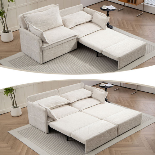 Pull Out Sofa Bed, Corduroy Convertible Sleeper Sofa Couch, Side Storage, And USB / C - Type Charging Ports Chair