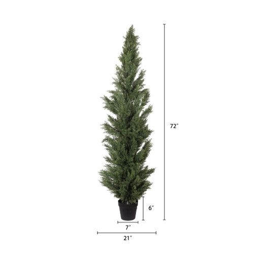 Realistic Artificial Cypress Tree, UV Resistant Indoor / Outdoor Topiary Plant For Garden Or Entryway Decoration - Green Leaves