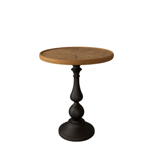 Round End Table With Pedestal Base - Natural Wood
