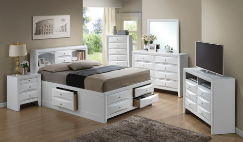 Modern Design Storage Bed With Bookcase Headboard