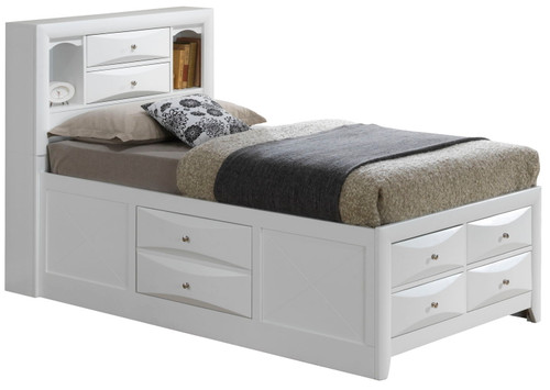 Modern Design Storage Bed With Bookcase Headboard