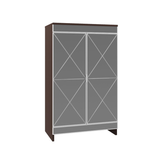 Elegant Decor Mirrored Shoe Cabinet With Edging Double Door Storage Cabinets Glass - Brown / Silver / Gray