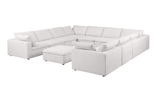 1100 - 11-Piece U-Shaped Sectional In Italian Fabric - Pearl