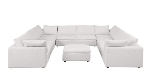 1100 - 11-Piece U-Shaped Sectional In Italian Fabric - Pearl