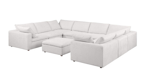 1100 - 9-Piece U-Shaped Sectional In Italian Fabric - Pearl