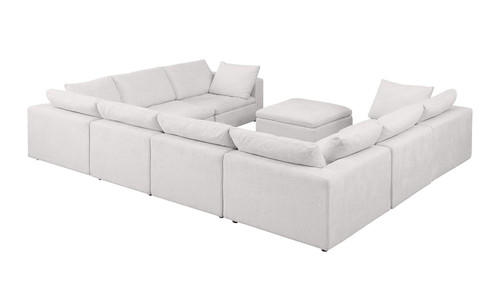 1100 - 9-Piece U-Shaped Sectional In Italian Fabric - Pearl