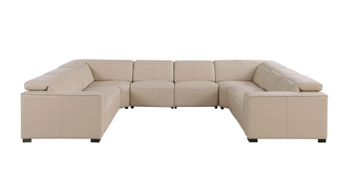 1208 - 8 Piece U Shaped Leather Sectional With 4 Power Recliners And Power Headrests - Beige