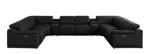 2679 - 10-Piece U-Shaped Power Reclining Sectional In Genuine Leather (4 Recliners) - Dark Gray