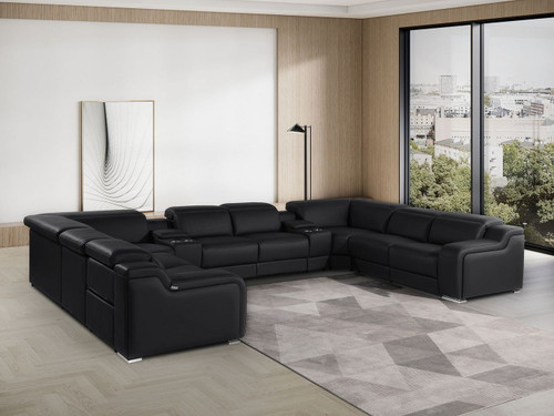 1116 - 10-Piece U-Shaped Sectional Sofa In With 4 Power Recliners & Power Headrests