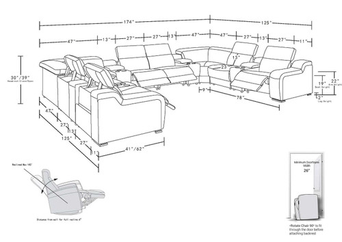1116 - 12-Piece U-Shaped Sectional Sofa In With 4 Power Recliners & Power Headrests
