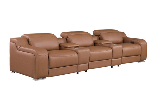 1116 - 5-Piece Modular Power Reclining Sofa In With 3 Power Recliners & Power Headrests