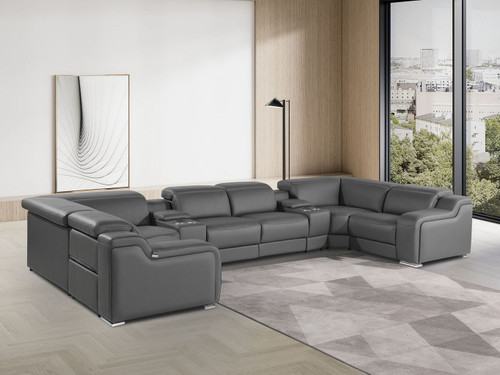 1116 - 8-Piece U-Shaped Sectional Sofa In With 2 Power Recliners & Power Headrests