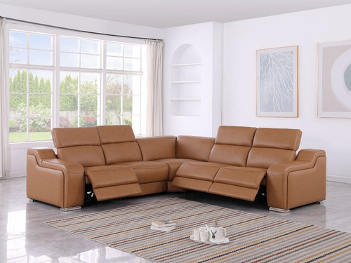 1116 - 5-Piece L-Shaped Sectional Sofa In With 3 Power Recliners & Power Headrests
