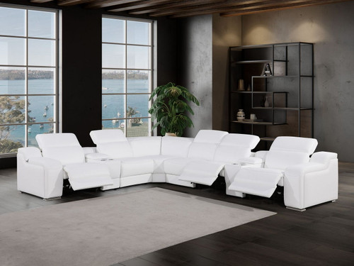 1116 - 8-Piece L-Shaped Sectional Sofa In With 3 Power Recliners & Power Headrests