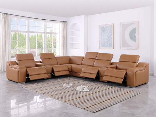 1116 - 8-Piece L-Shaped Sectional Sofa In With 4 Power Recliners & Power Headrests
